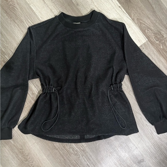 BKE Black Relaxed Sweatshirt with Cinched Waist - Picture 1 of 5